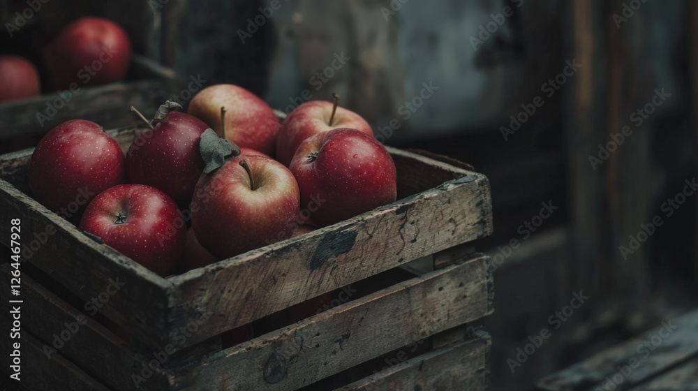 close-up of red apples in a wooden crate close-up of red apples in a wooden crate