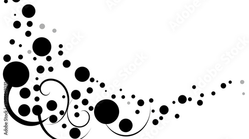 Decorative Pattern with Black Circles and Swirls on White Background Aesthetic Design element Style photo