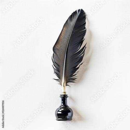 Wallpaper Mural A black quill pen resting in an ink bottle, symbolizing writing and creativity. isolated on white background Torontodigital.ca