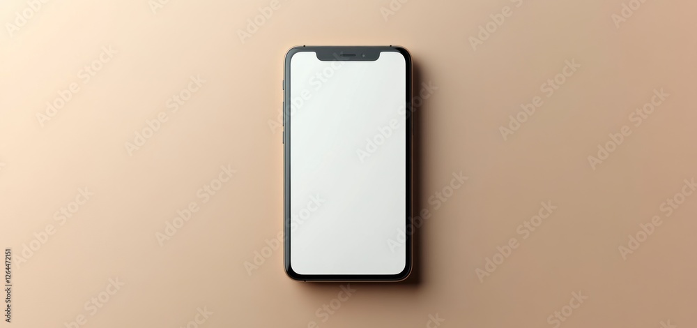 Blank Smartphone Screen Mockup on Beige Background Blank Smartphone Screen Mockup on Beige Background