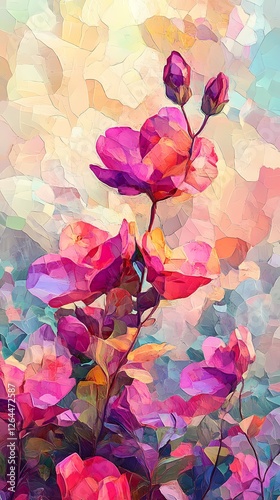 Retro flower after rain pattern illustration poster background 