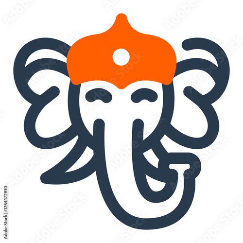 Ganesha Icon with Sacred Symbol and Divine Expression