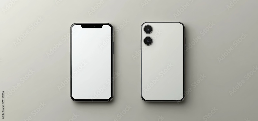 Two Smartphones: Front and Back View Mockup Two Smartphones: Front and Back View Mockup