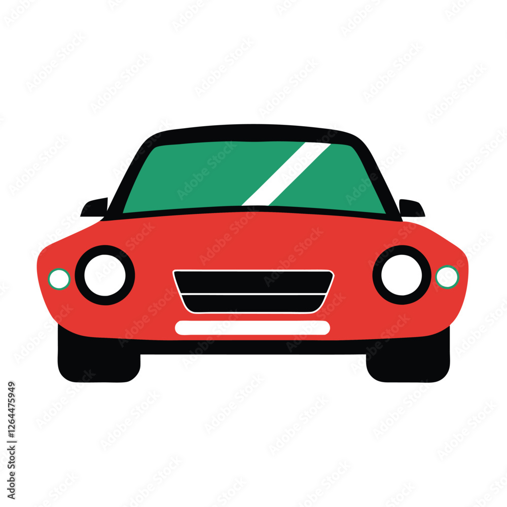 Minimalist Red Car Vector Illustration – Flat Design with White Background Minimalist Red Car Vector Illustration – Flat Design with White Background
