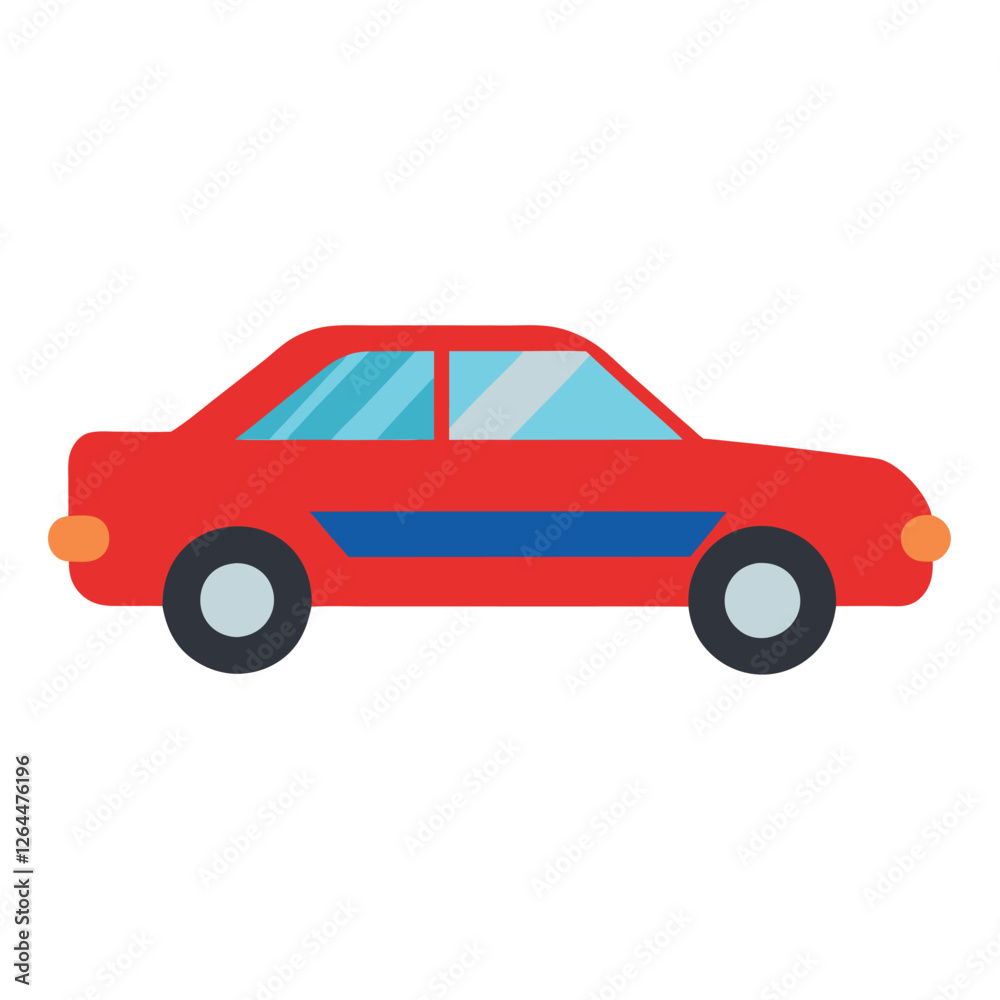 Minimalist Red Car Vector Illustration – Flat Design with White Background Minimalist Red Car Vector Illustration – Flat Design with White Background