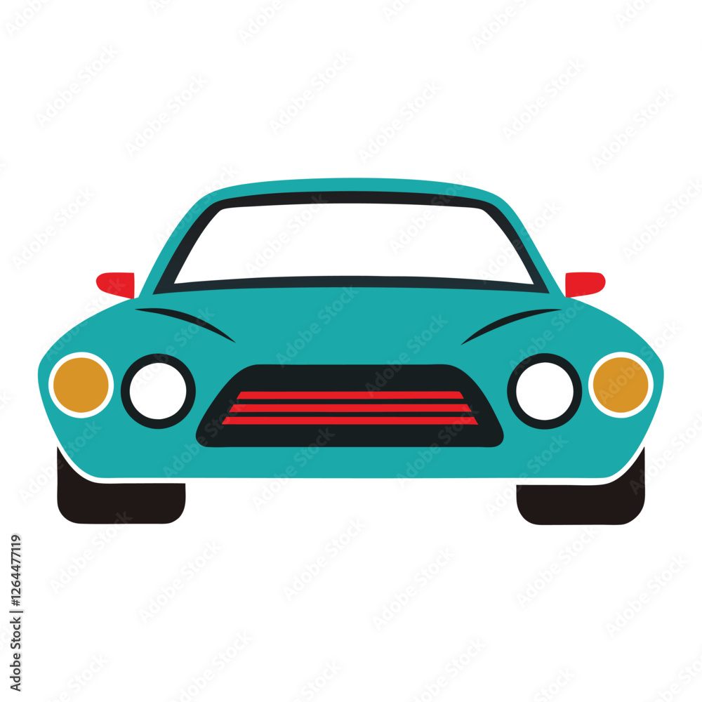 Minimalist Red Car Vector Illustration – Flat Design with White Background Minimalist Red Car Vector Illustration – Flat Design with White Background