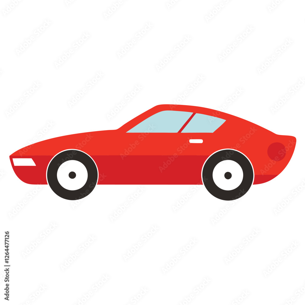 Minimalist Red Car Vector Illustration – Flat Design with White Background Minimalist Red Car Vector Illustration – Flat Design with White Background
