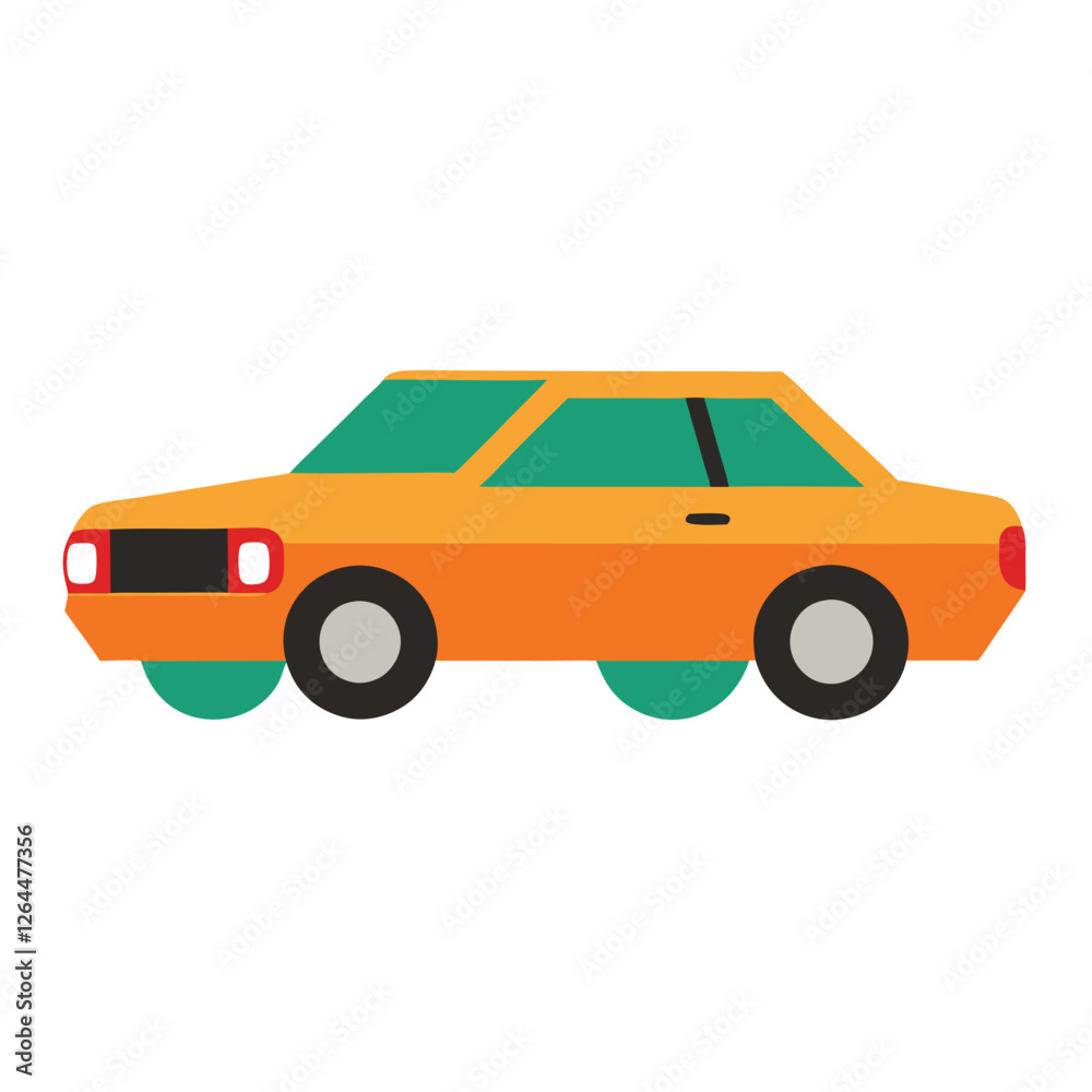 Minimalist Red Car Vector Illustration – Flat Design with White Background Minimalist Red Car Vector Illustration – Flat Design with White Background