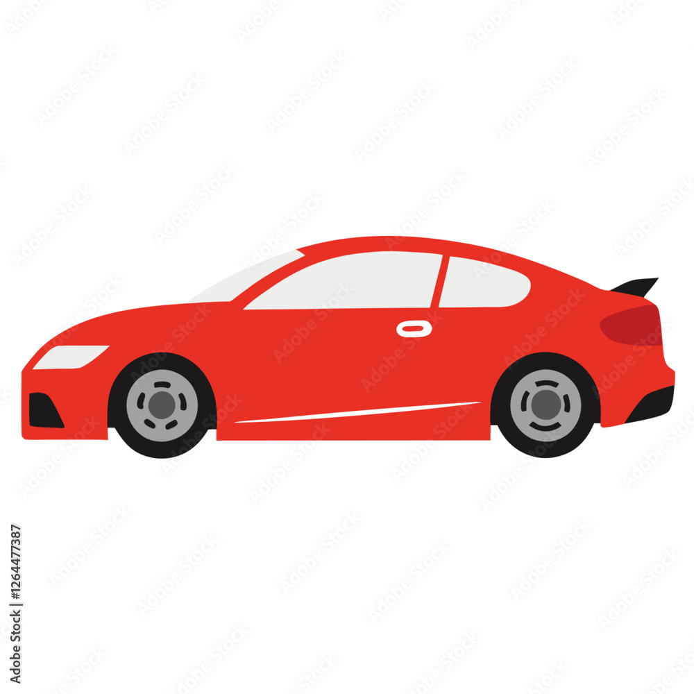 Minimalist Red Car Vector Illustration – Flat Design with White Background Minimalist Red Car Vector Illustration – Flat Design with White Background