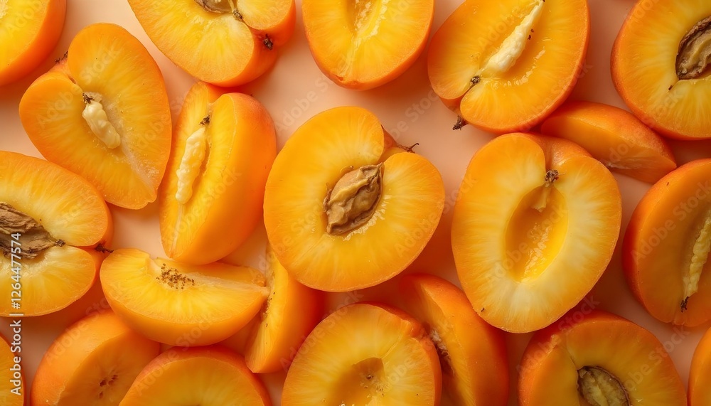 A close-up of fresh sliced apricots in a bright spring arrangement, accentuating their natural sweetness and vivid colors