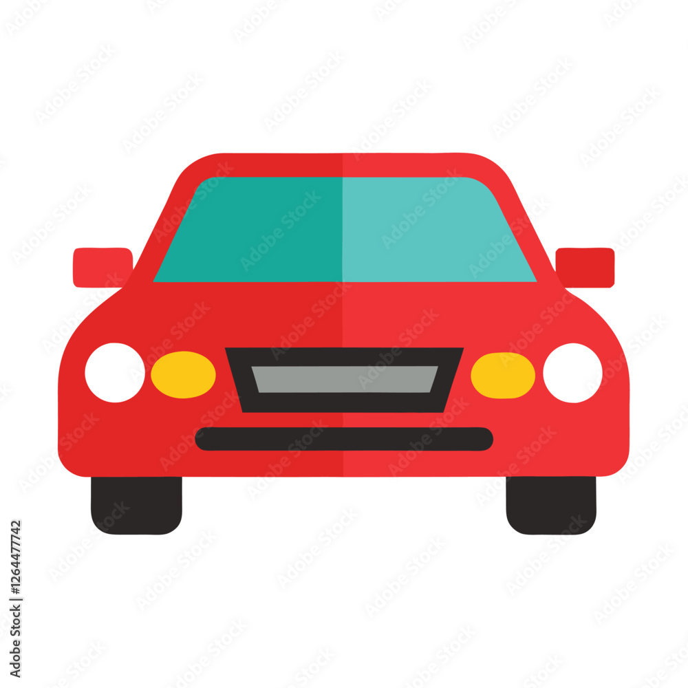 Minimalist Red Car Vector Illustration – Flat Design with White Background Minimalist Red Car Vector Illustration – Flat Design with White Background
