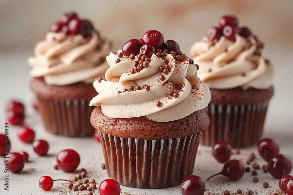 Delicious Cupcake with Swirled Frosting and Sprinkles Isolated on White Background in High Resolution Delicious Cupcake with Swirled Frosting and Sprinkles Isolated on White Background in High Resolution