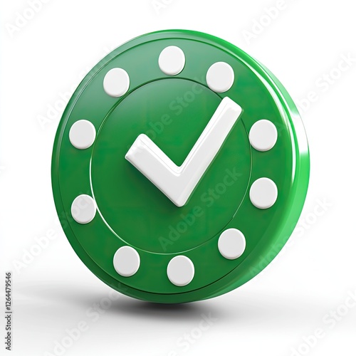 Green checkmark icon on white background photo