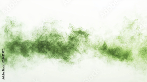 Realistic green gas clouds on transparent background. Vector illustration of toxic fog, evil magic mist, poisonous evaporation, color powder, stinky odor waves, mysterious Halloween glow, dirty fume