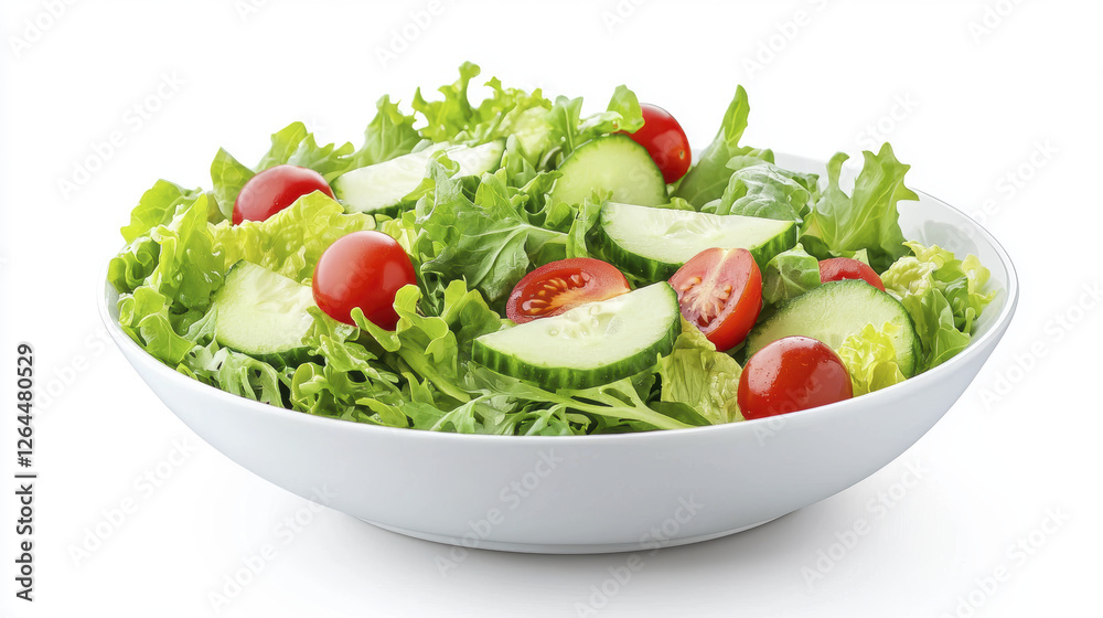 Fresh salad with lettuce, cucumbers, and cherry tomatoes in bowl Fresh salad with lettuce, cucumbers, and cherry tomatoes in bowl
