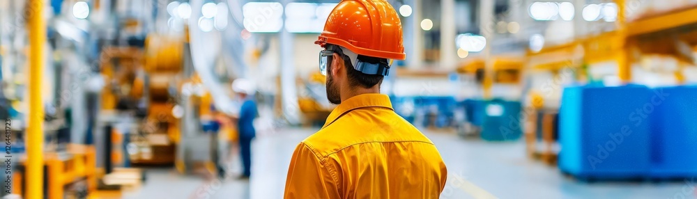 Revolutionizing Factory Production with Industrial Automation and Smart Manufacturing, Worker in an industrial setting, wearing safety gear and focused on tasks in a factory environment. Revolutionizing Factory Production with Industrial Automation and Smart Manufacturing, Worker in an industrial setting, wearing safety gear and focused on tasks in a factory environment.