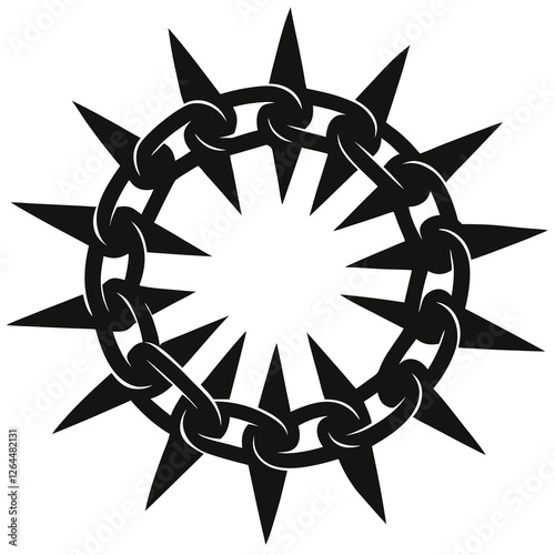 silhouette vector of spiked metal chain link