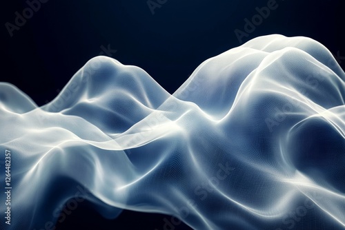 Abstract translucent chaotic tessellation forming wave arcs. Modern minimalistic design, Generative AI