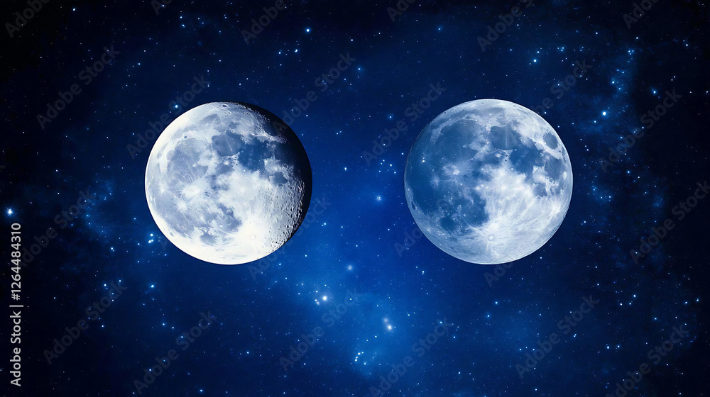 Obraz premium Double Moon Nebula Cosmic Phenomenon Celestial Bodies Space Exploration Astrophotography Night Sky Scenery