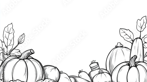 Obraz na płótnie Hand-drawn illustration of various pumpkins and gourds, set against a blank background for seasonal decor w salonie
