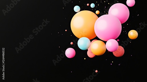 Obraz na płótnie Colorful abstract spheres floating against a black background, creating a vibrant atmosphere w salonie