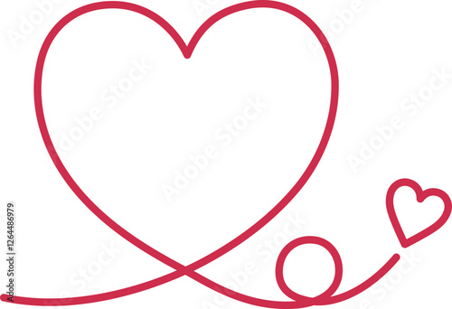 シンプルな線画のハートの装飾枠