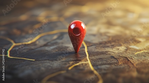 A shiny red pin for pinning the location of the delivery or telling the location of the coordinates,illustration 3d render photo