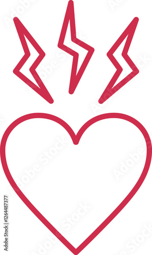 ハートの上に稲妻マークがあるイラスト