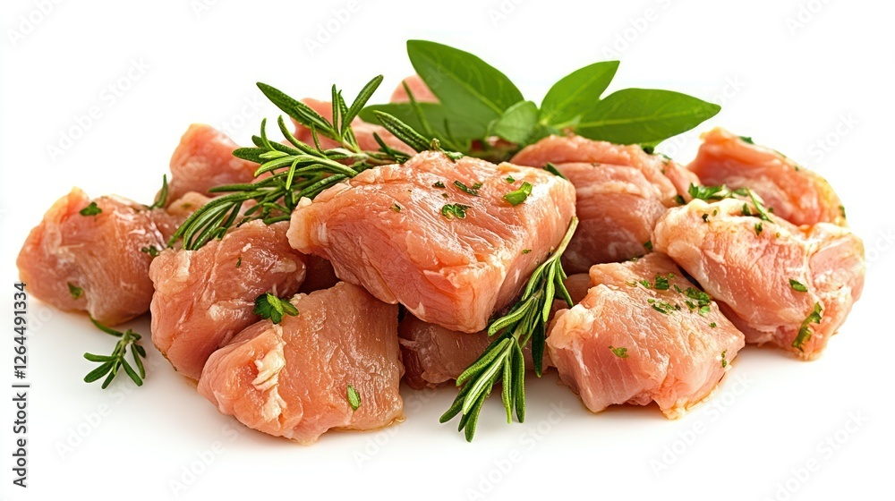 Chicken Pieces with Herbs: Juicy, seasoned chicken pieces are artfully arranged with fresh rosemary and bay leaves, ready for cooking. A culinary image that evokes delicious flavors and aromas. Chicken Pieces with Herbs: Juicy, seasoned chicken pieces are artfully arranged with fresh rosemary and bay leaves, ready for cooking. A culinary image that evokes delicious flavors and aromas.