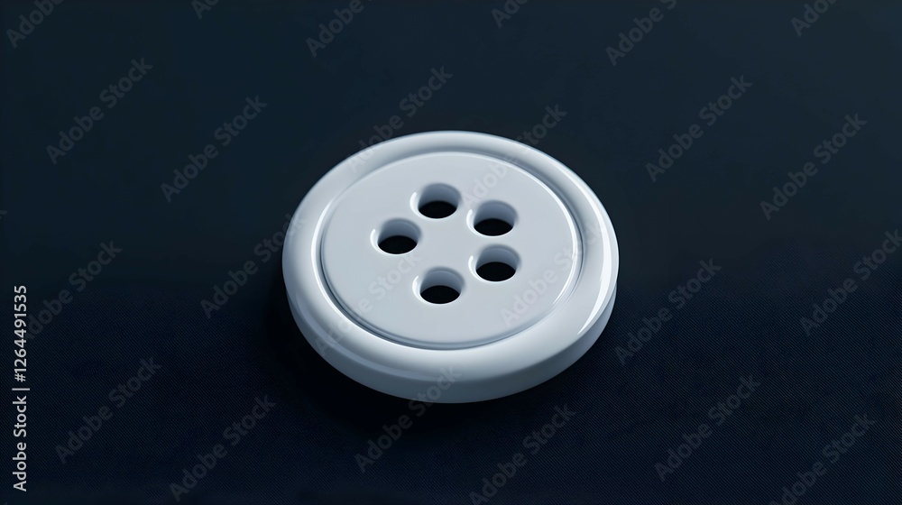 Single White Four Hole Button On Dark Blue Textured Background Single White Four Hole Button On Dark Blue Textured Background