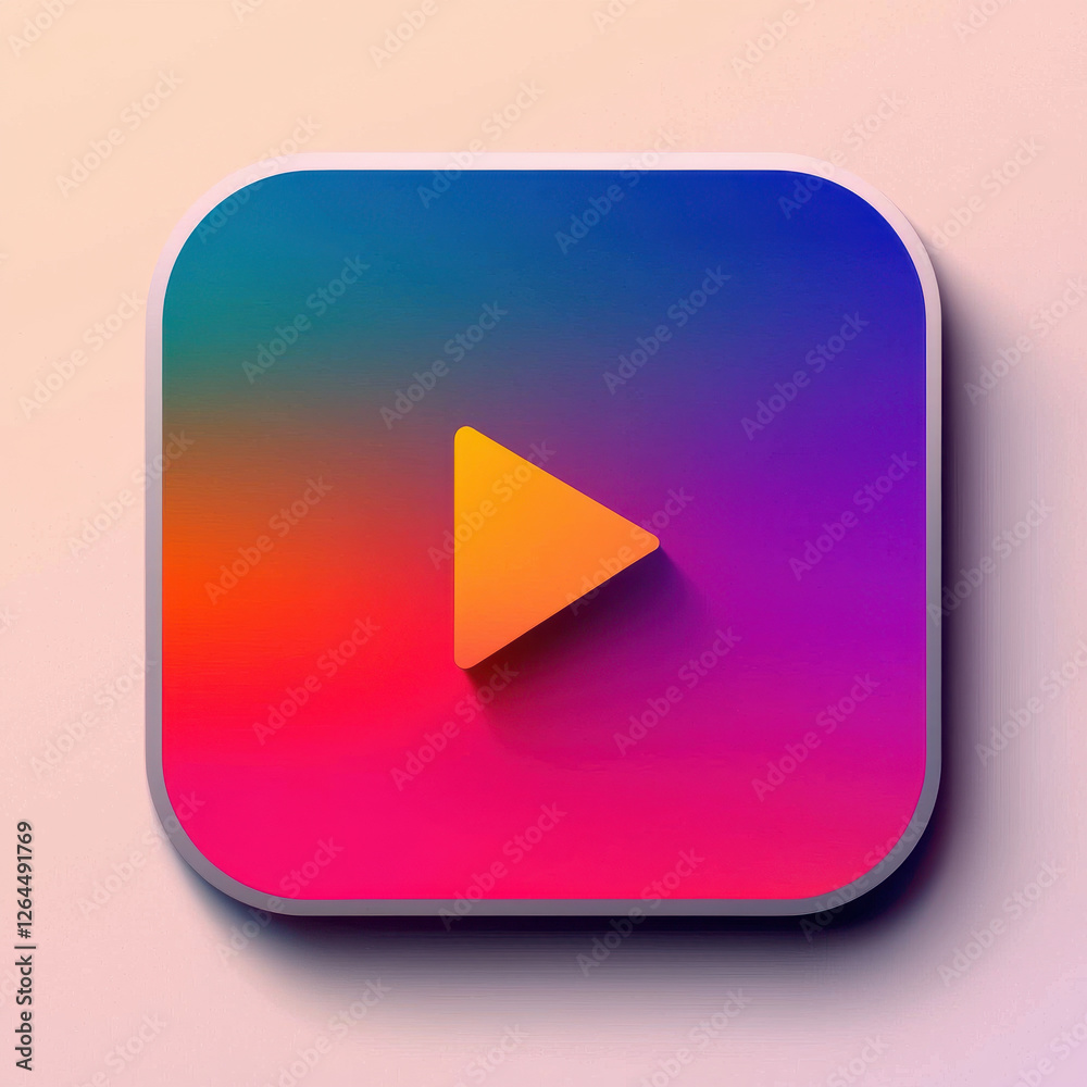 Gradient play button icon with vibrant colors and rounded edges Gradient play button icon with vibrant colors and rounded edges