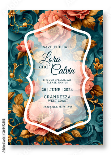 Abstract wedding invitation template, colorful floral art, business brochure template, flyer design, universal background, versatile vector background, creative brochure template, party invitation