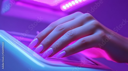 Wallpaper Mural White female hand with manicured nails inside of UV lamp in a nail salon Torontodigital.ca