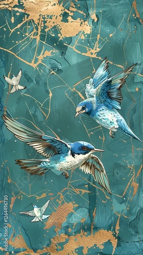 Retro spring plant look pattern illustration poster background