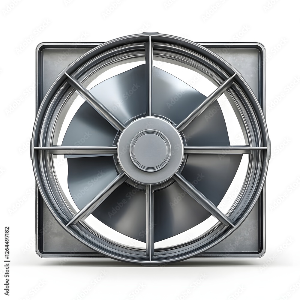 Industrial Exhaust Fan in Front View Isolated on White Background Industrial Exhaust Fan in Front View Isolated on White Background