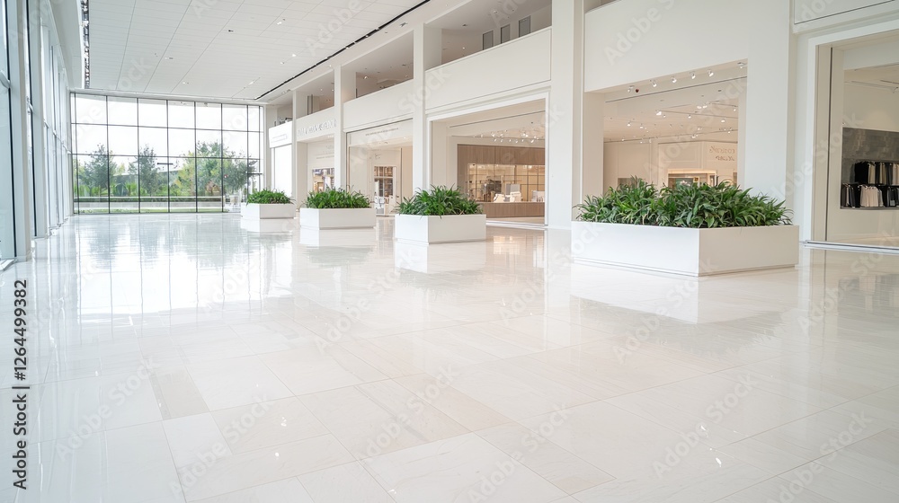 Fototapeta premium Empty modern lobby, spacious interior, bright and clean. Possible use Commercial real estate, architecture, design
