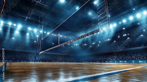 Wallpaper Mural Indoor volleyball court in arena with lights and spectators. Torontodigital.ca
