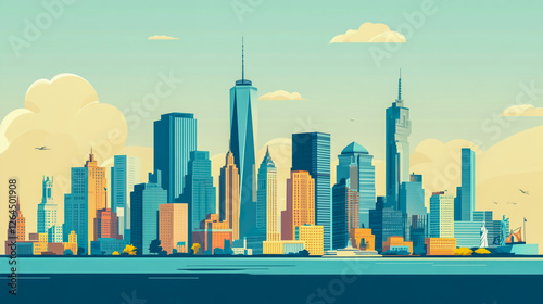 Wallpaper Mural Detailed and artistic illustration of the New York City skyline Torontodigital.ca