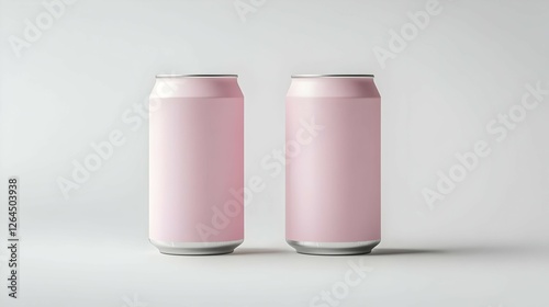 Two Pink Aluminum Cans On White Background