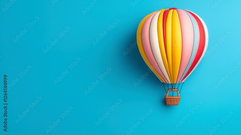 Fototapeta premium Pastel Multicolored Hot Air Balloon Model on Light Blue Background