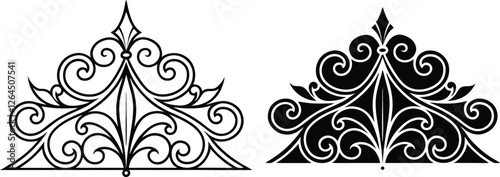 Ornate Triangular Corner Designs Flourishes, Scrolls, and Vintage Style