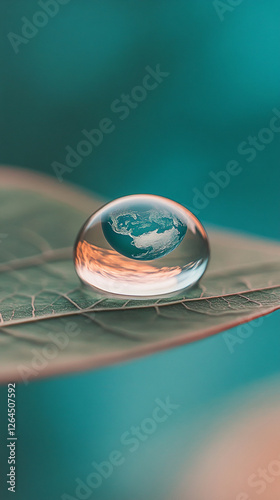 Dewdrops resting on the tip of a leaf in the morning, symbolizing World Water Day and reminding us to protect the environment, the planet, and water