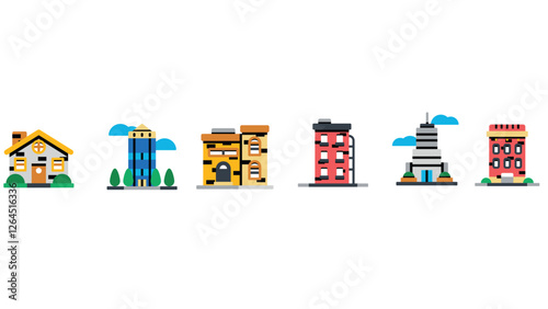 City municipality services and facility management vector icon set