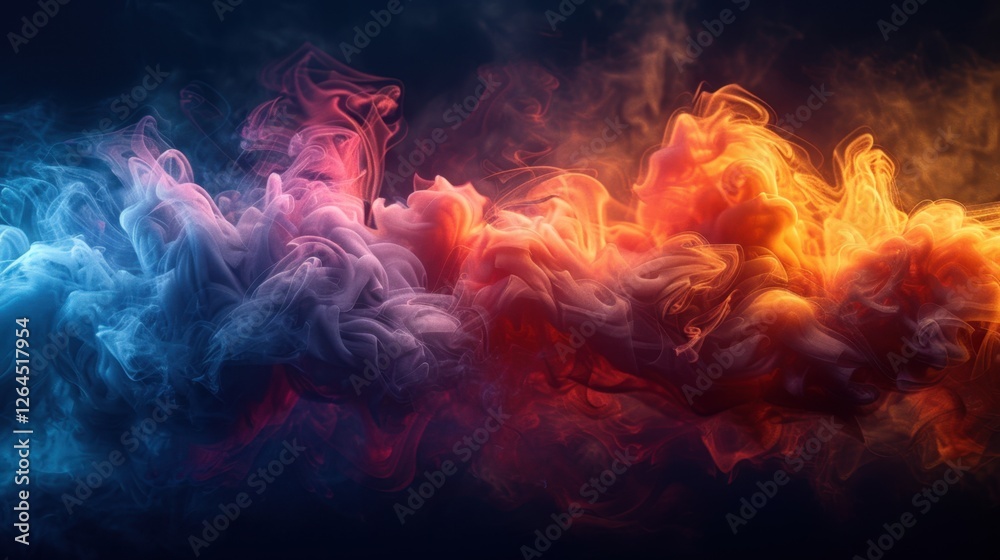 Mesmerizing swirl of colorful smoke in dark atmosphere Mesmerizing swirl of colorful smoke in dark atmosphere