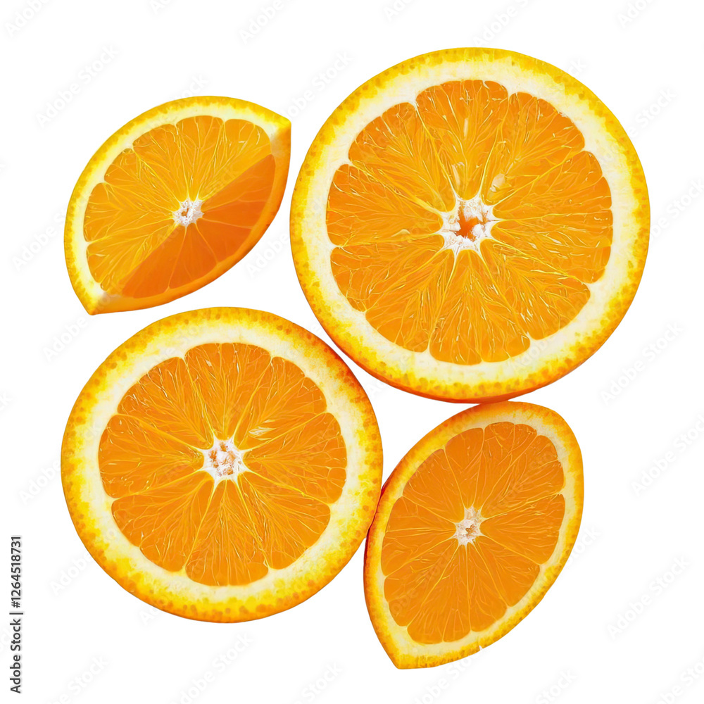 Fresh Orange Slices Isolated On Transparent Background, generative AI Fresh Orange Slices Isolated On Transparent Background, generative AI