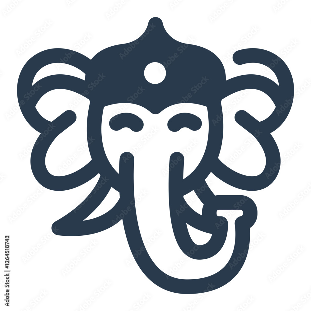 Ganesha Icon with Sacred Symbol and Divine Expression Ganesha Icon with Sacred Symbol and Divine Expression