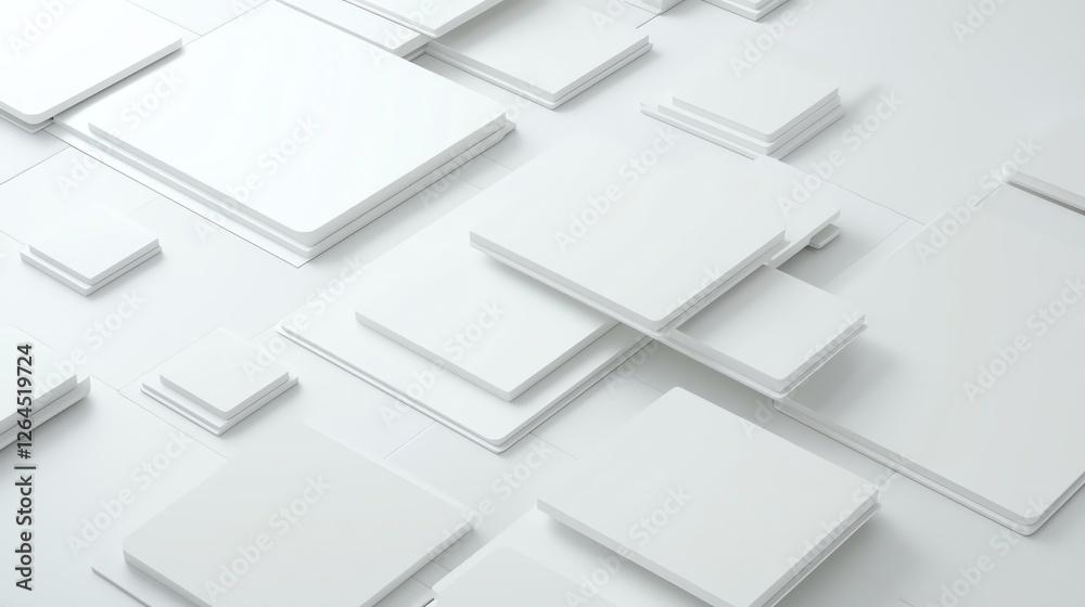 Abstract geometric pattern of white layered squares with shadows, creating a modern three-dimensional effect. Abstract geometric pattern of white layered squares with shadows, creating a modern three-dimensional effect.