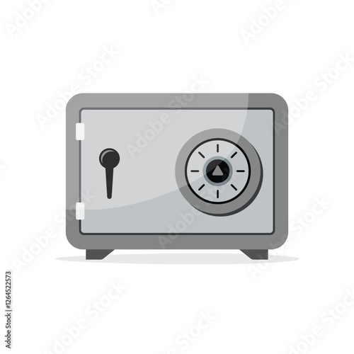 Metal bank safe icon in flat style. Money vault vector illustration on isolated background. Storage sign business concept.