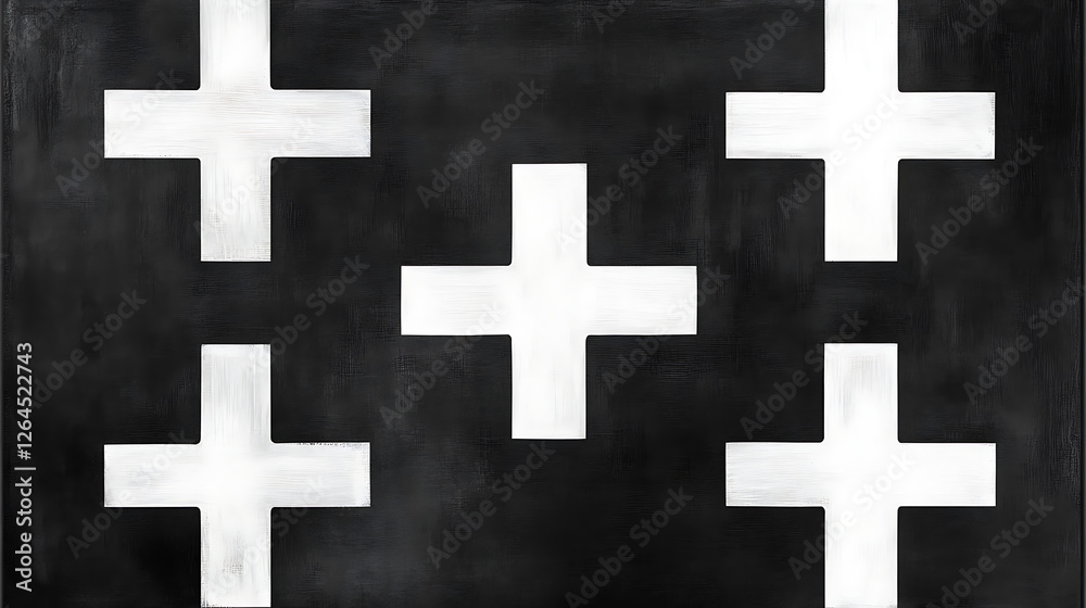 Graphic Array of Cross Symbols in Negative Space Design Arrangement on Textured Canvas Surface Graphic Array of Cross Symbols in Negative Space Design Arrangement on Textured Canvas Surface