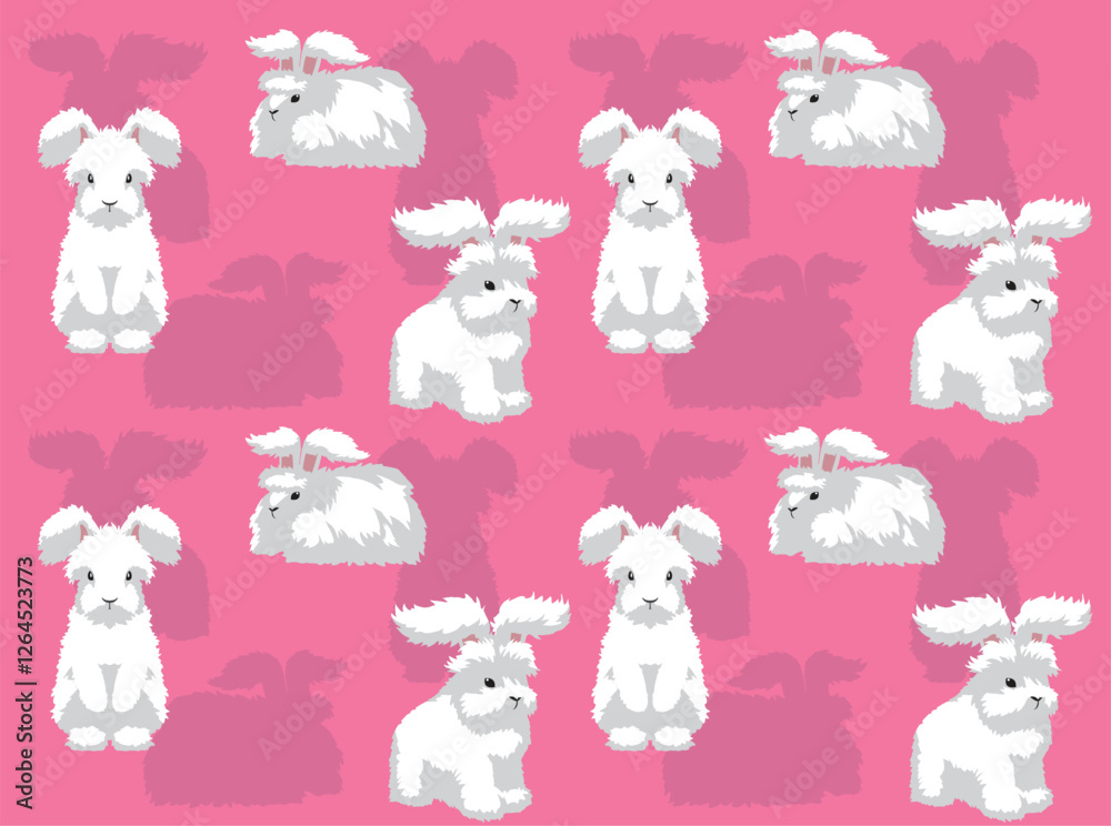 Obraz premium Rabbit Angora Cartoon Cute Seamless Wallpaper Background